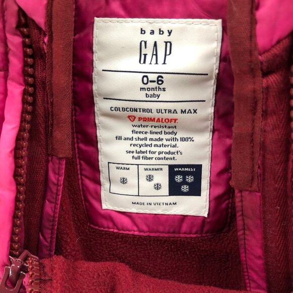 Gap Baby Girls 0-6M Primaloft Puffer Bunting Snowsuit Pink Tie Dye Waterproof - Picture 7 of 7